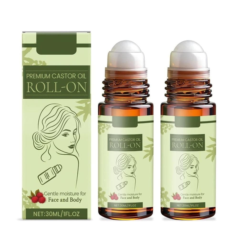 Óleo de rícino orgânico 30ml com aplicador roll-on, fórmula pura prensada a frio, adequado para cuidados com cabelo, cíl