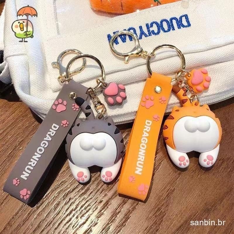 Gato Bunda Chaveiro Dos Desenhos Animados Feminino Bonito Casal Amantes Par Presente Saco Ornamento Carro Cordão Criança