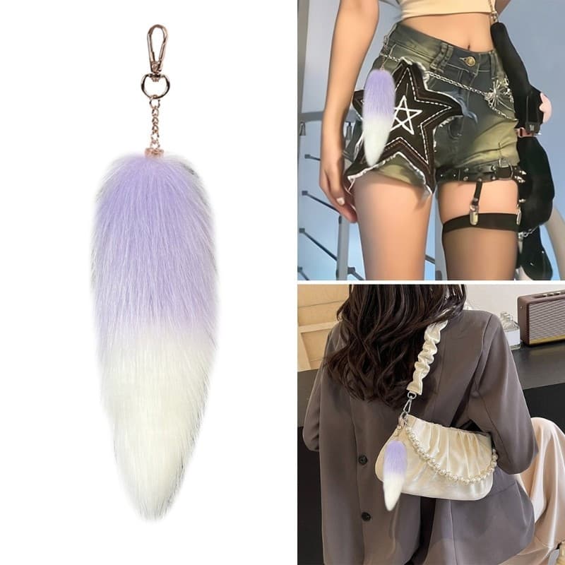 Estone 20cm Faux Foxy Tail Chaveiro Mochila Decorativa Pingente Decoração De Suspensão De Carro