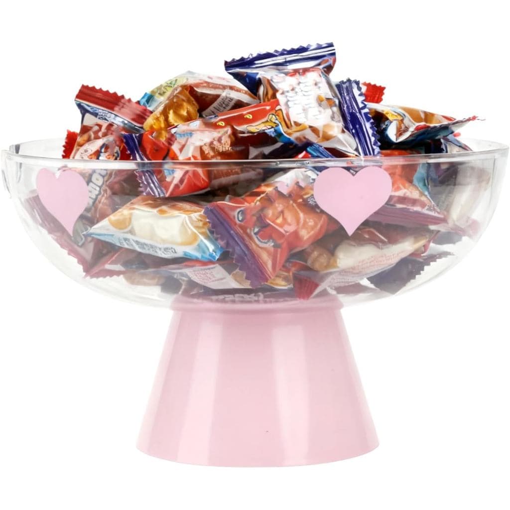 Tigela para Doces com Base de Pedestal, Tigela Decorativa de Plástico Transparente com Padrão Fofo para Doces, Frutas, V