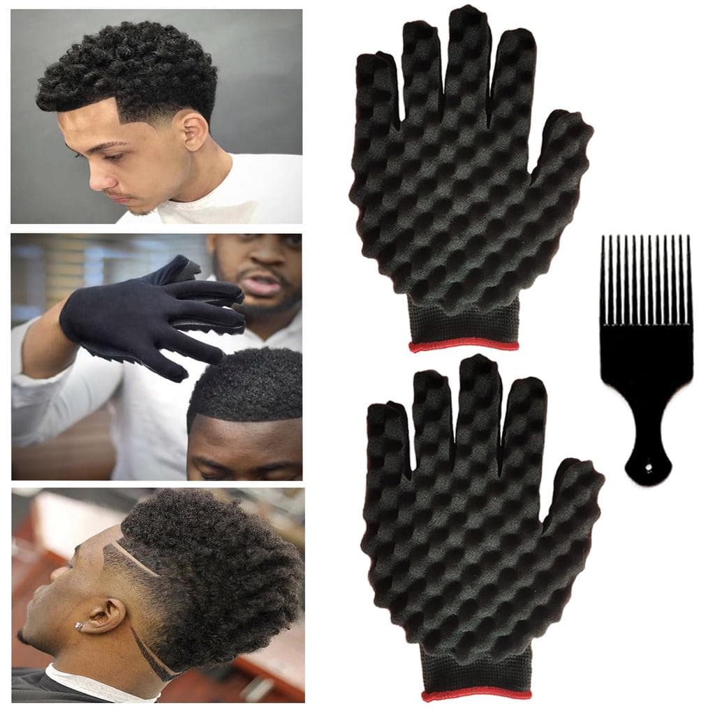 Luvas de Esponja para Cabelo Cacheado WULI PEACH, Luvas Mágicas de Esponja para Cabeleireiro, Escova de Esponja para Cab