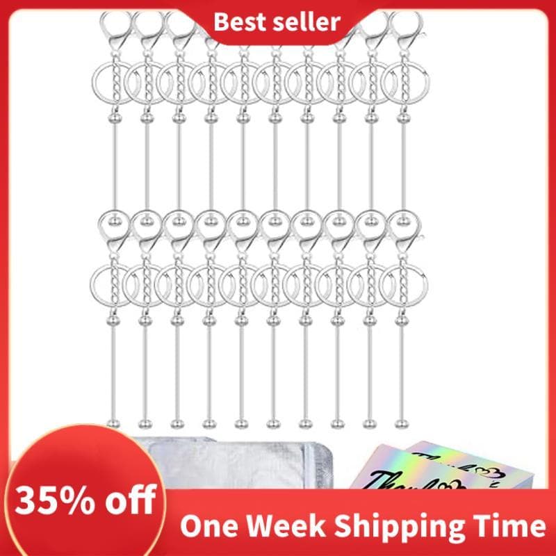 60 Pçs Beadable Chaveiro Barras Em Branco DIY Chaveiros Barra Para Contas Bolsa Cartões De Agradecimento Mulher Homem