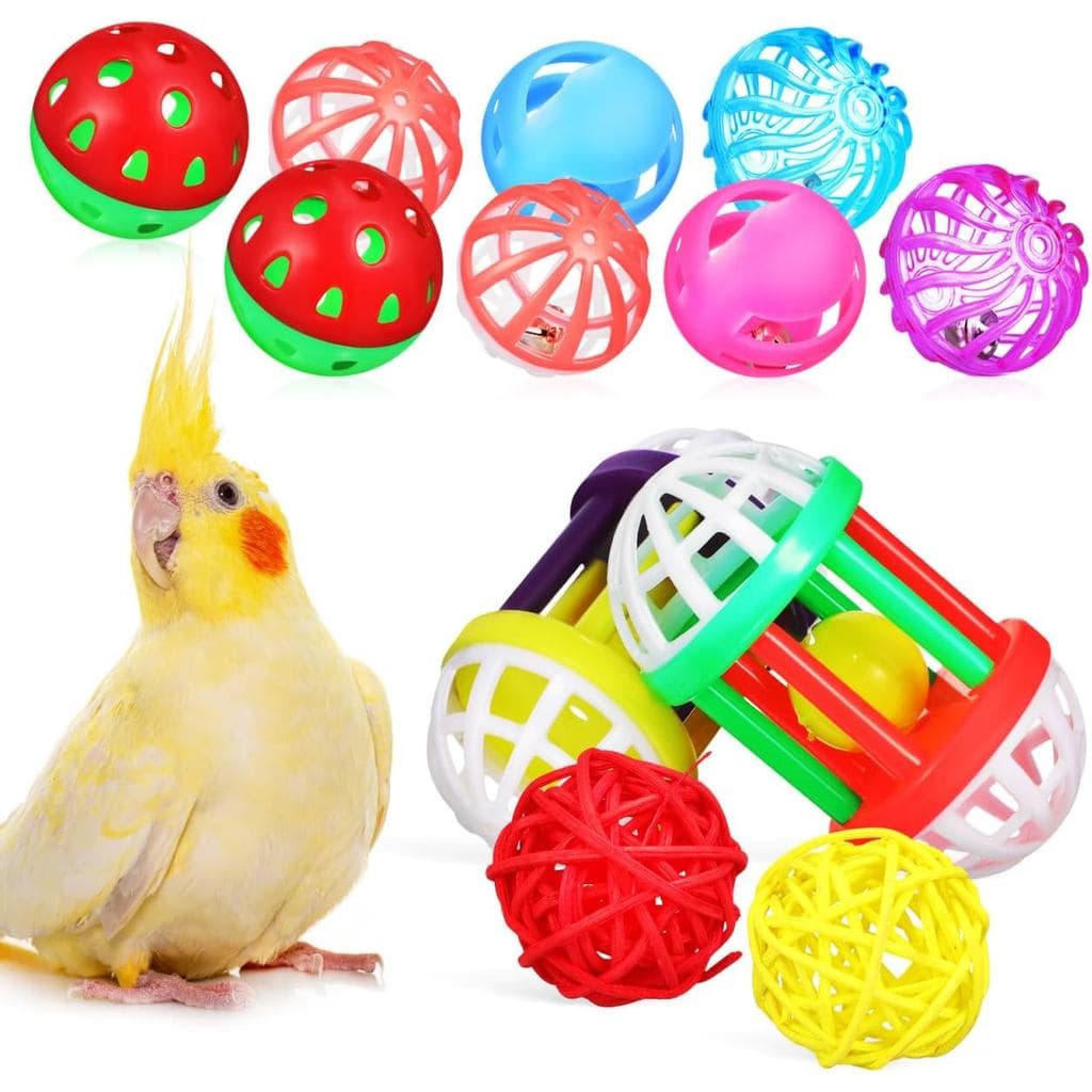 Brinquedo de Bola para Pássaros POPETPOP - 12 Peças de Brinquedos de Plástico para Papagaios, Periquitos e Tentilhões -