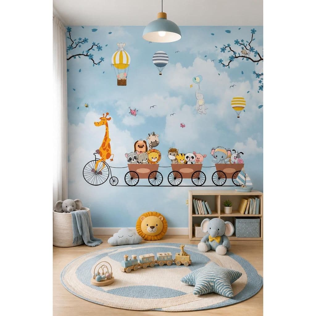 Papel de Parede Infantil Animais e Bicicletas AL 16