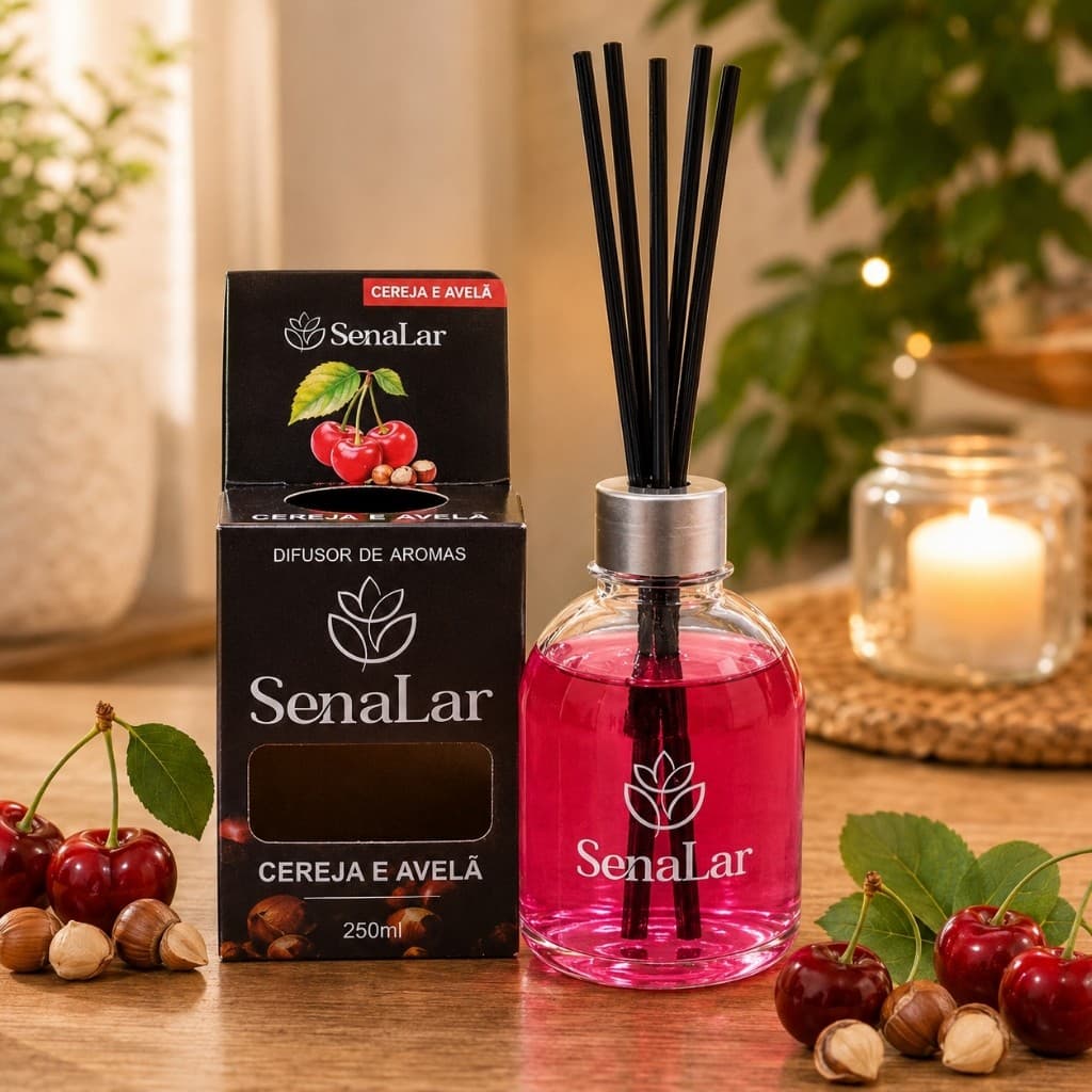 Difusor Aromatico Cereja Avela Ambiente Fragancia Intensa Duracao 250ml Rosa