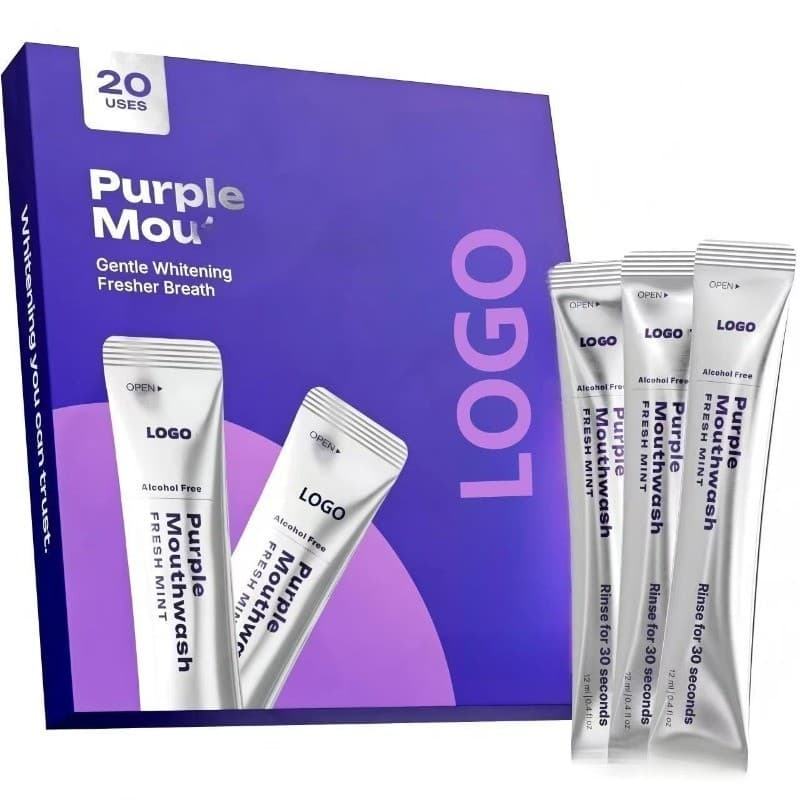 Enxaguante Bucal Roxo Para Clareamento Dos Dentes 20 Unidades De Limpeza Oral Com Hálito Fresco
