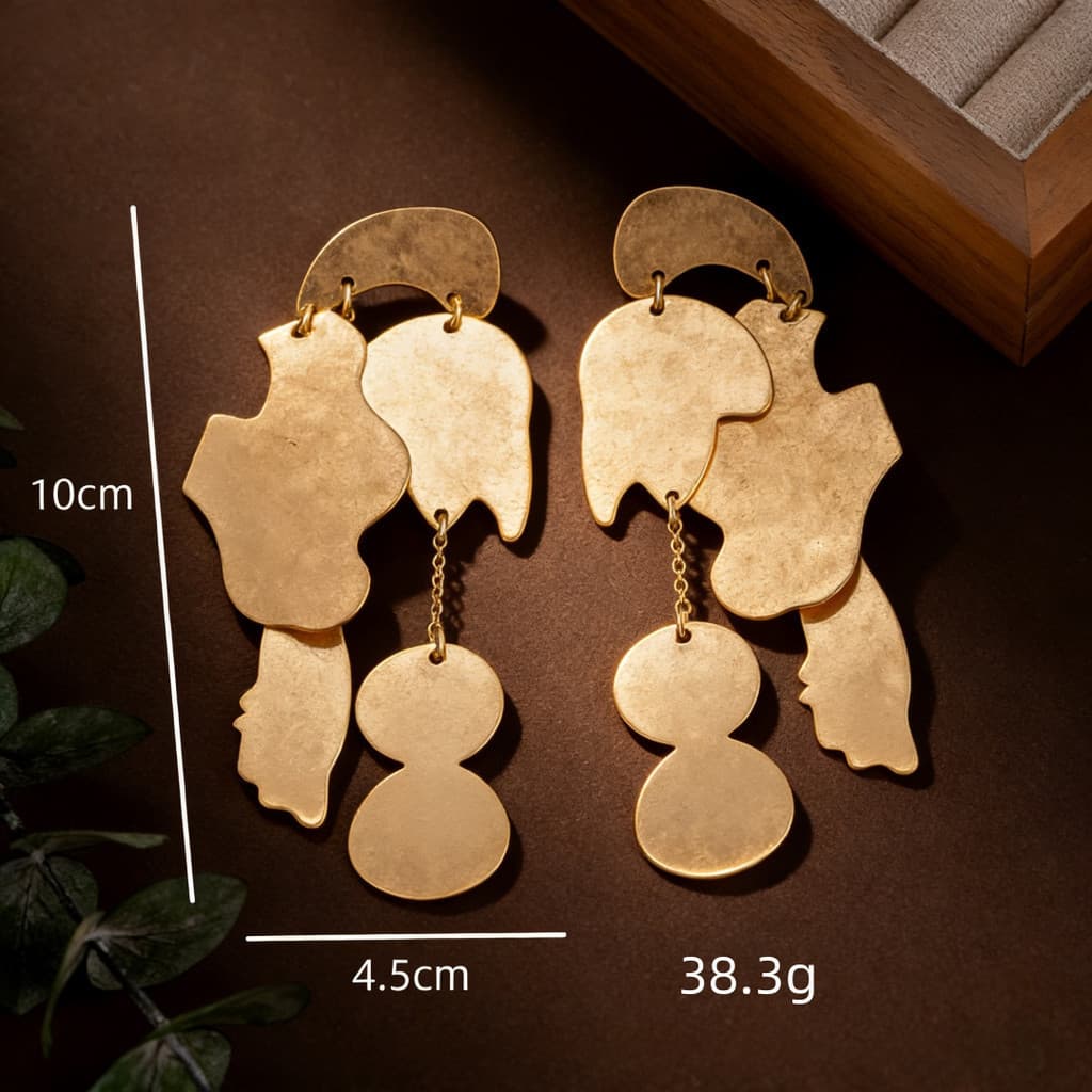 Brincos de Metal irregulares femininos com Design exclusivo e brincos longos