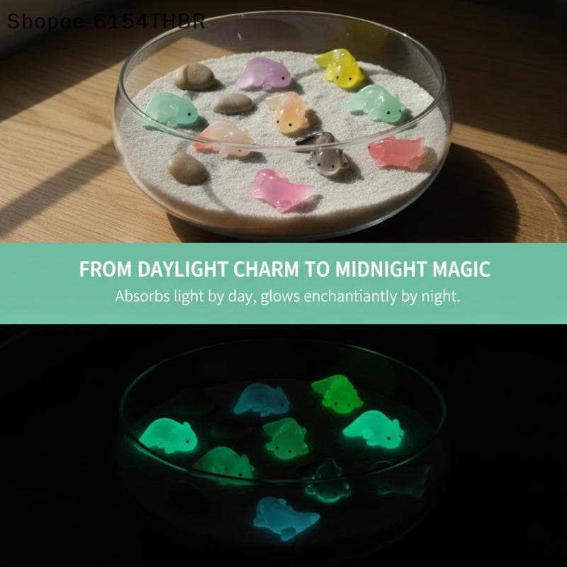 [RG] 10 Peças Kawaii Que Brilham No Escuro Mini Estatuetas De Salamandra Decoração Luminosa Para Aquário Jardim Pátio En