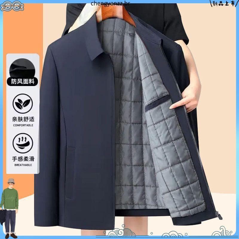 Homens outono inverno forro de lã engrossado jaqueta na moda blusão roupas térmicas inverno All-Match algodão