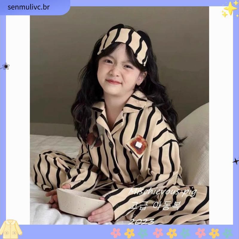 Roupas infantis coreanas roupas para casa infantil 2023 outono inverno novo estilo Pola bor a meninos meninas pijamas mé