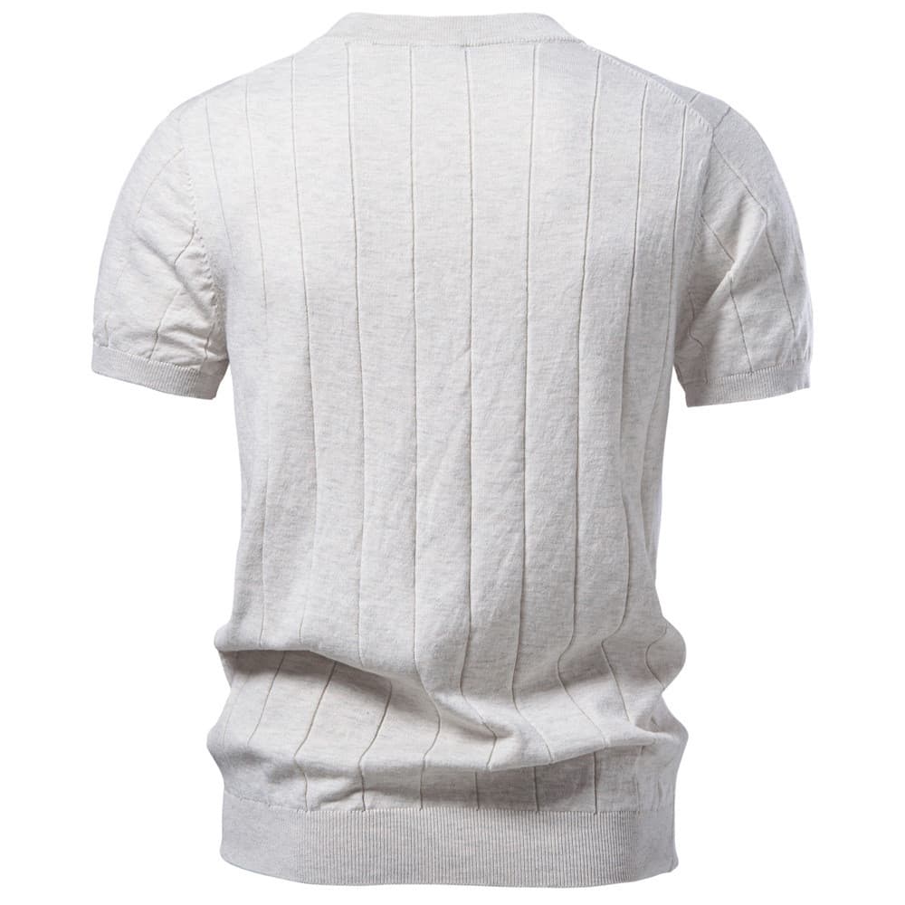 [Novo produto] Camisa masculina de manga curta de malha de lã de algodão puro de tamanho europeu de alta qualidade [Vend