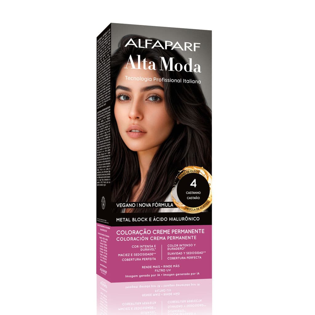 Coloração Creme Permanente Castanho 4.0 Alfaparf Alta Moda 150g