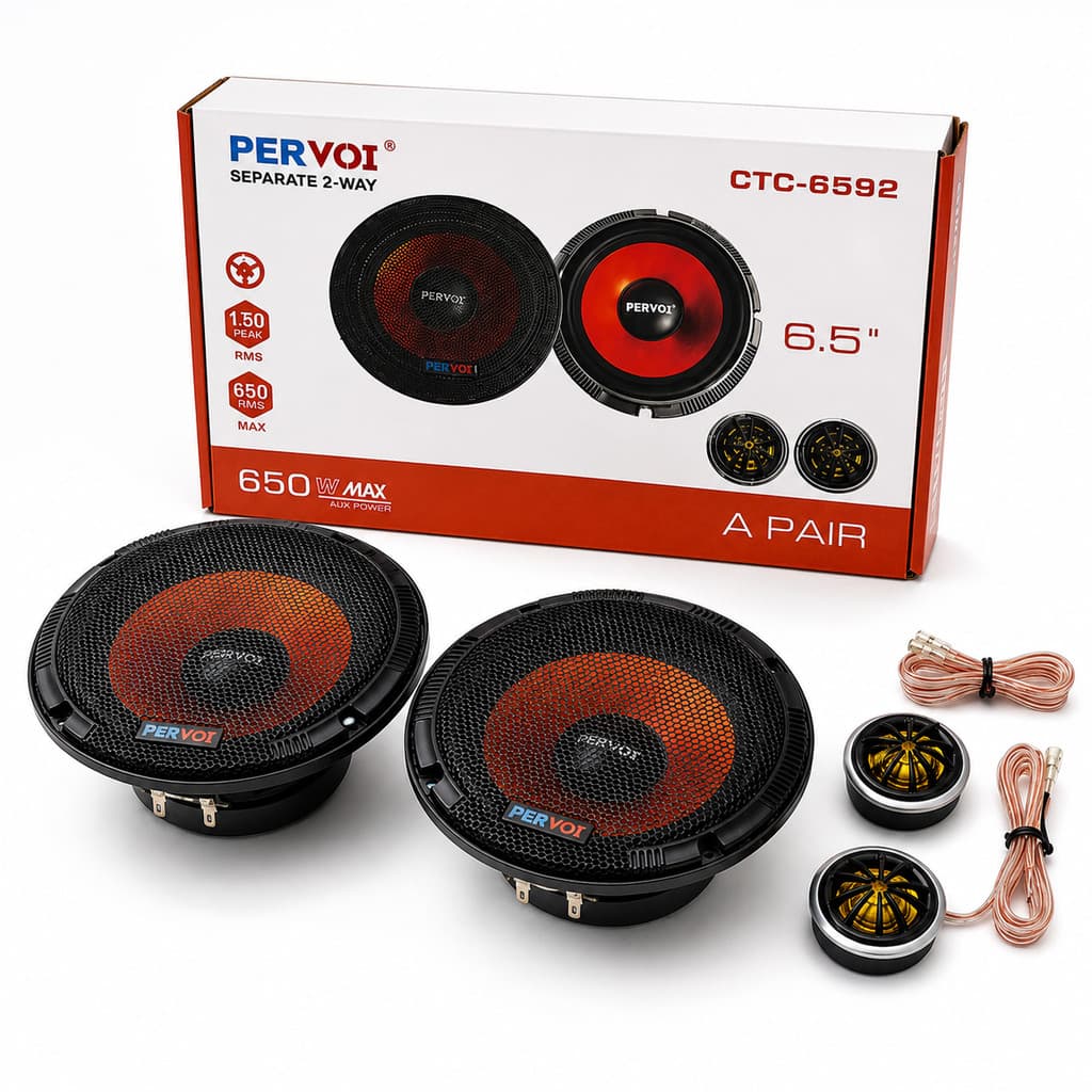 Kit Som Automotivo 6,5" CTC-6592 2 Vias com Tweeter + Crossover + Tela – Som Potente