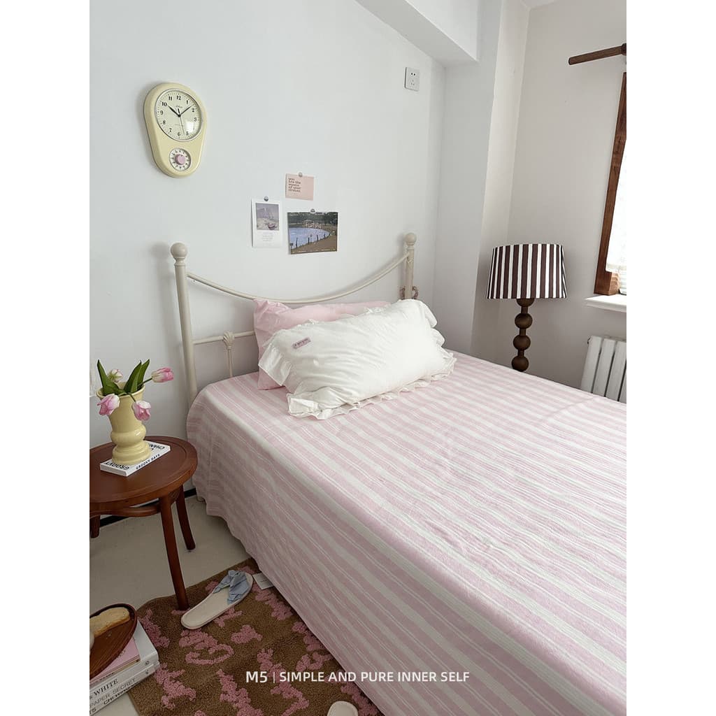 Coreano menina xadrez 100 algodão puro algodão única peça lençol de cama de casal dormitório único lençol de cama com tu