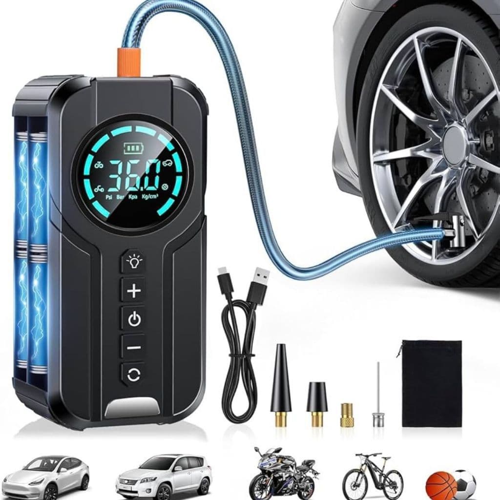 Inflador Portátil Do compressor Da Bomba De Ar , Banco De Potência Multifuncional 4 Em 1 Com Bateria De 8kmAh , De Pneus