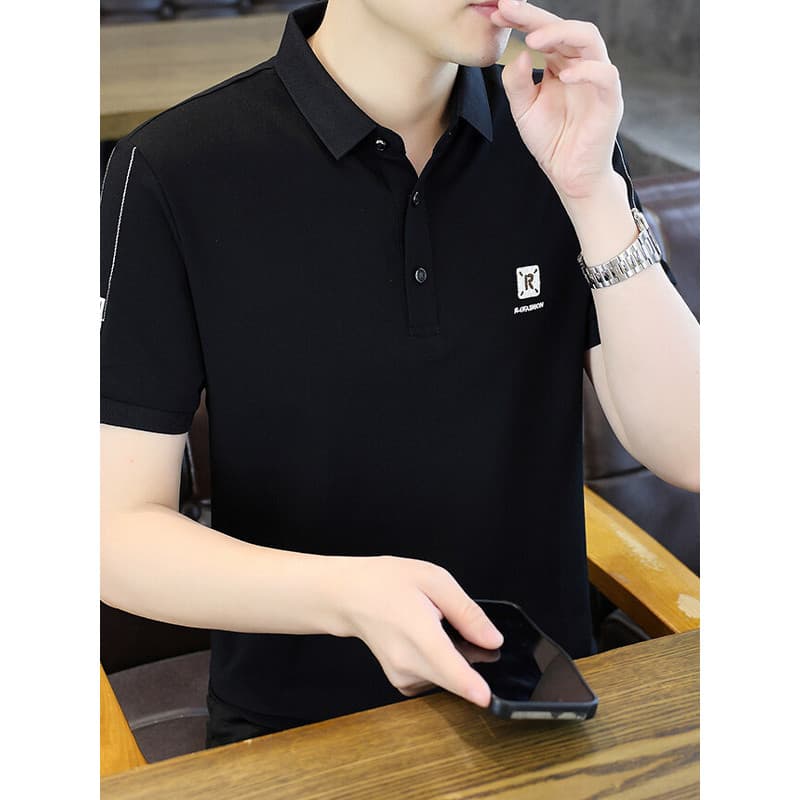 Camiseta masculina Casual de manga curta, verão, seda gelada, secagem rápida, camiseta juvenil, gola redonda, camisa Pol