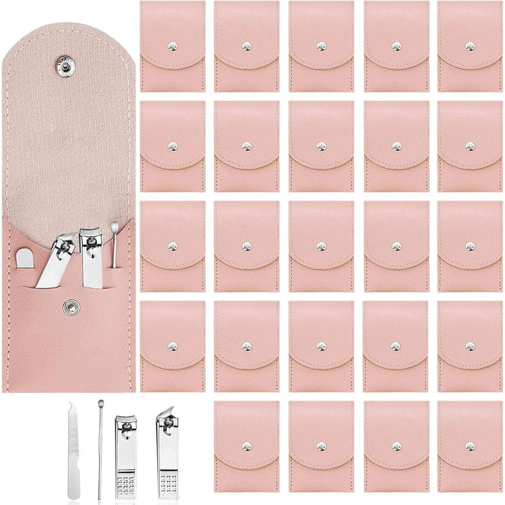 24 Conjuntos de Kit de Manicure de Viagem Profissional, 4 em 1, Kit de Manicure de Viagem em Aço Inoxidável para Adultos