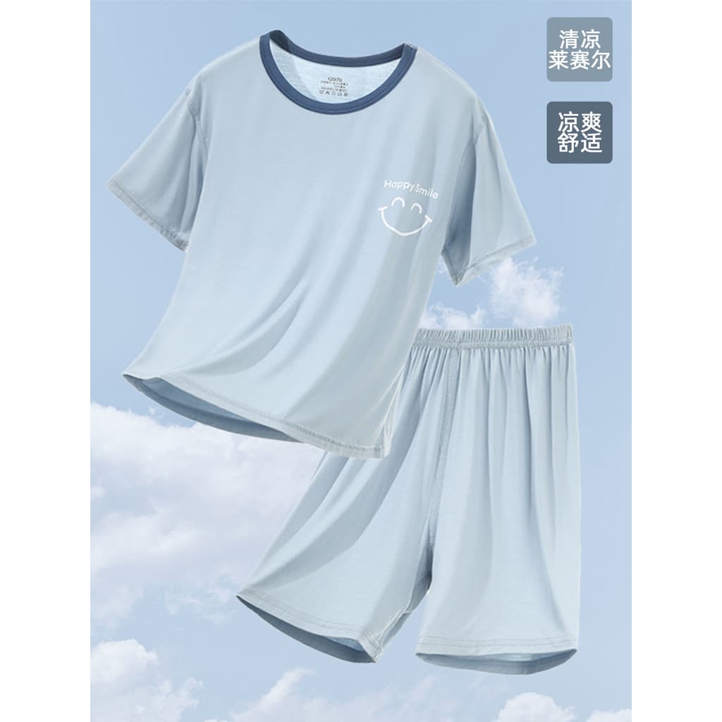 Crianças Lyocell pijamas verão estilo fino legal respirável ar condicionado roupas meninos meninas Shorts de manga curta
