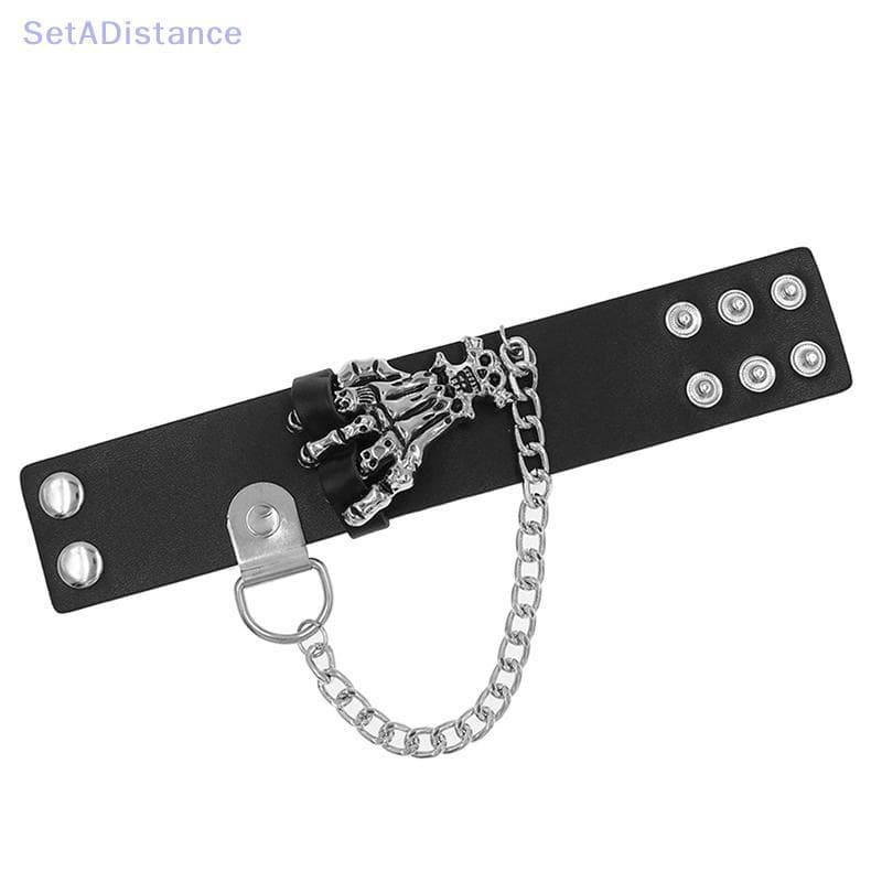 SetADistance 90s Moda Estilo Punk Pulseira Personalidade Couro Do Plutônio Três Linhas Picos Pulseiras Quadradas 2024 Fe