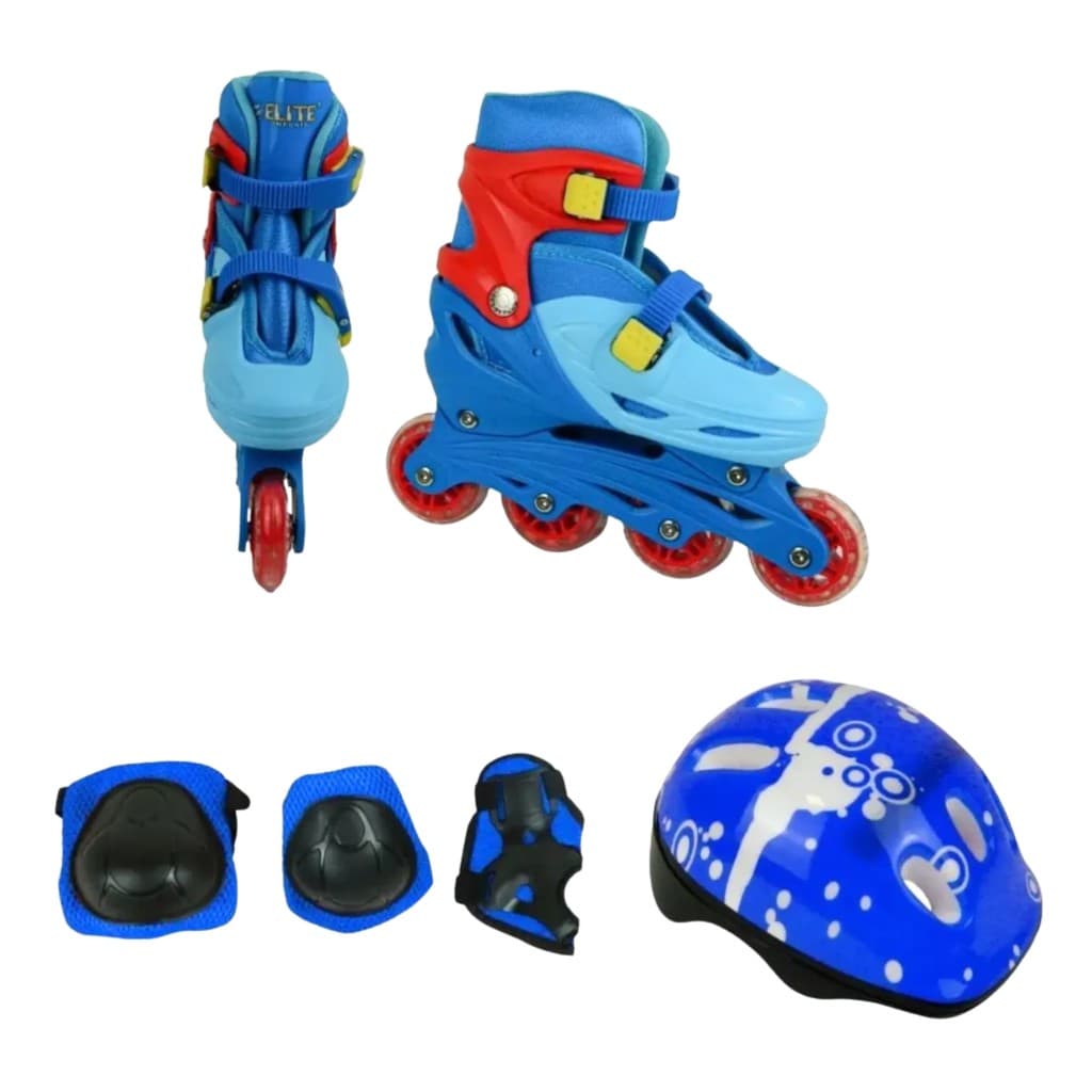 Patins Roller Juvenil 36 Ao 39 Com Kit De Proteção Completa Capacete Joelheira Cotoveleira Brinquedo Ao Ar Livre - Elite