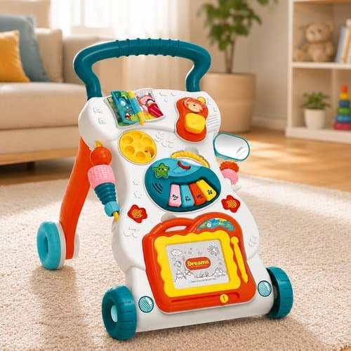 Andador Infantil Musical Multifuncoes Branco Auxilio Passeios Bebe Crianca