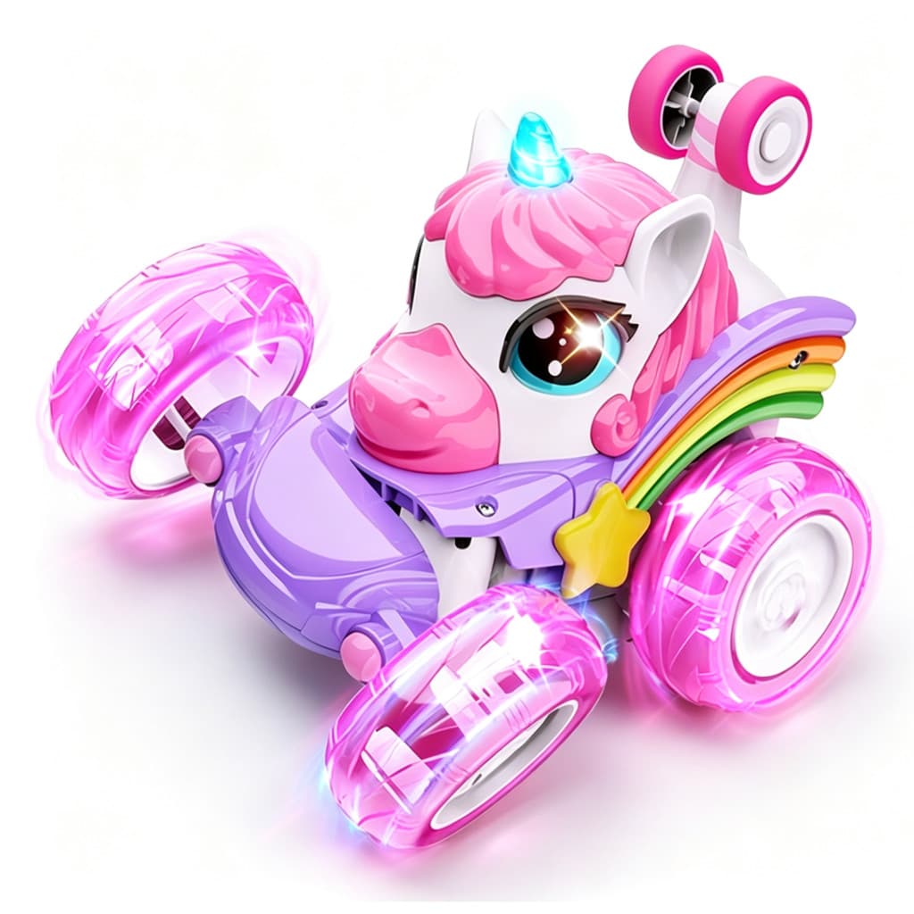 Carro Acrobático Unicorn RC Para Meninas , Veículo De Brinquedo Com Controle Remoto 4WD 2.4 Ghz , 360 ° Giratório E Roda