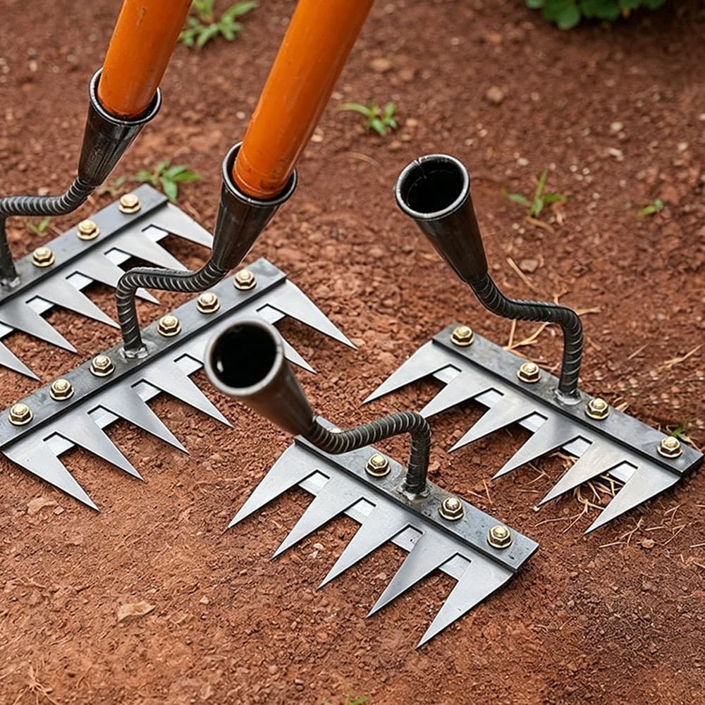 Rastelo De Ferro Para Jardinagem Soltar Terra E Capinar-5 Dentes