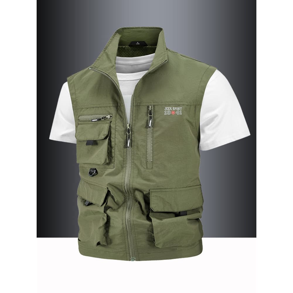 Colete de trabalho ao ar livre masculino verão colete fino primavera outono Multi-bolso colete fotografia pesca respiráv