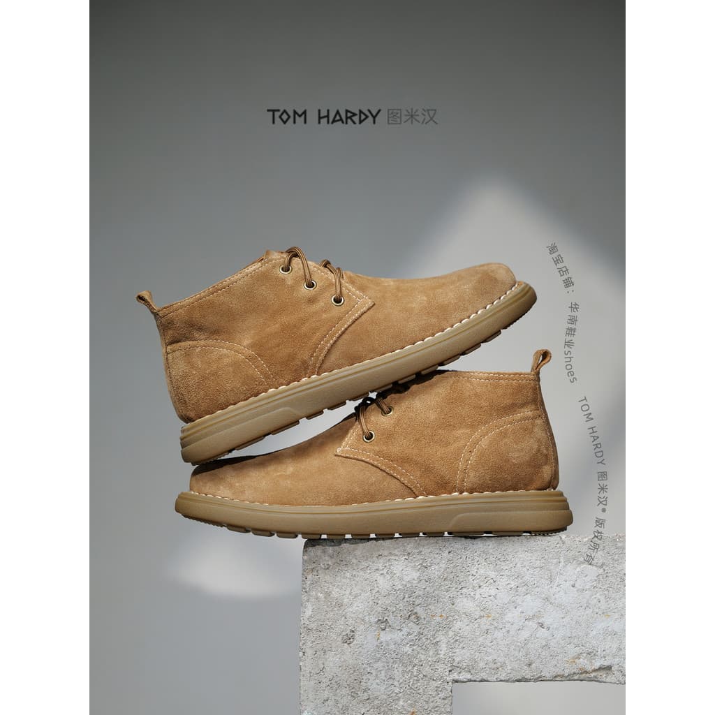 Novos sapatos masculinos de couro genuíno negócios Casual camurça Mid-Top Martin botas britânico Retro masculino de sola
