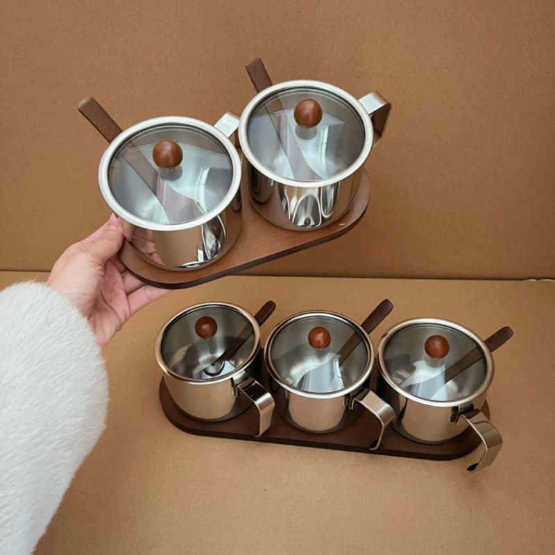 Jarra de tempero de aço inoxidável 304, tempero de qualidade alimentar, essência de frango, molho, sal, condimento, sabo