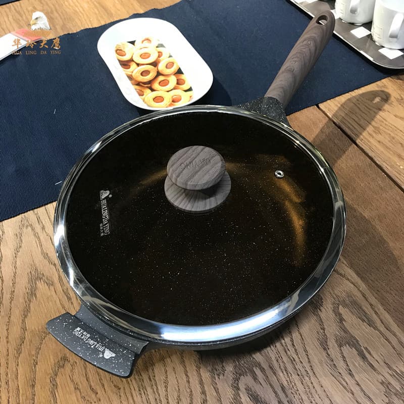 Hualing Daying frigideira de pedra médica frigideira profunda antiaderente ovo frito bife Wok panela de leite fogão de i