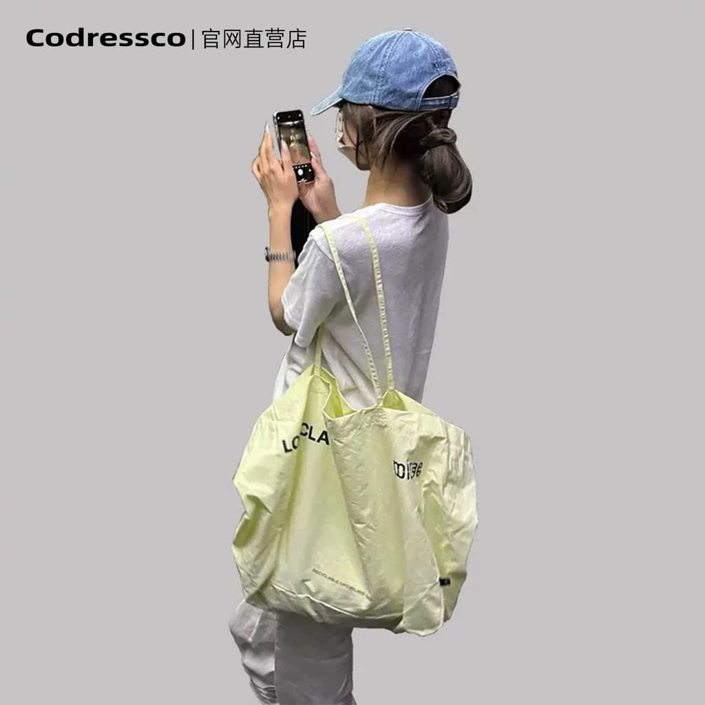 Dilireba Bolsa de lona do mesmo estilo fluorescente amarelo preguiçoso estilo verão grande capacidade bolsa de ombro sim