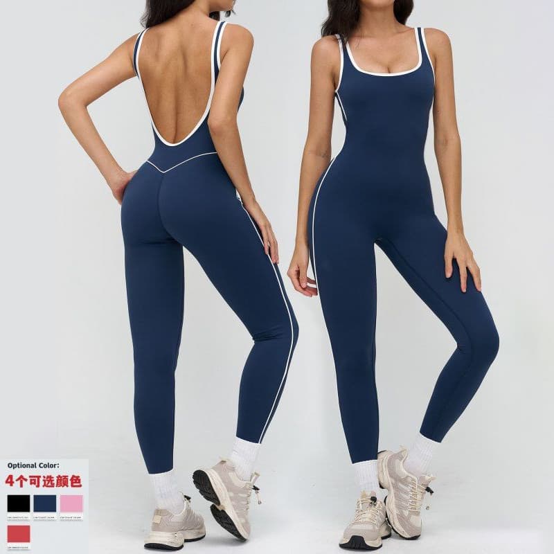 Nu Yoga bodysuit contraste cor borda decote generoso roupas de Fitness correndo esportes bodysuit feminino com almofada