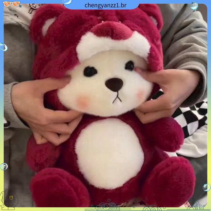 Morango transformado urso brinquedo de pelúcia lírio urso boneca dormindo presente de aniversário feminino dia dos namor