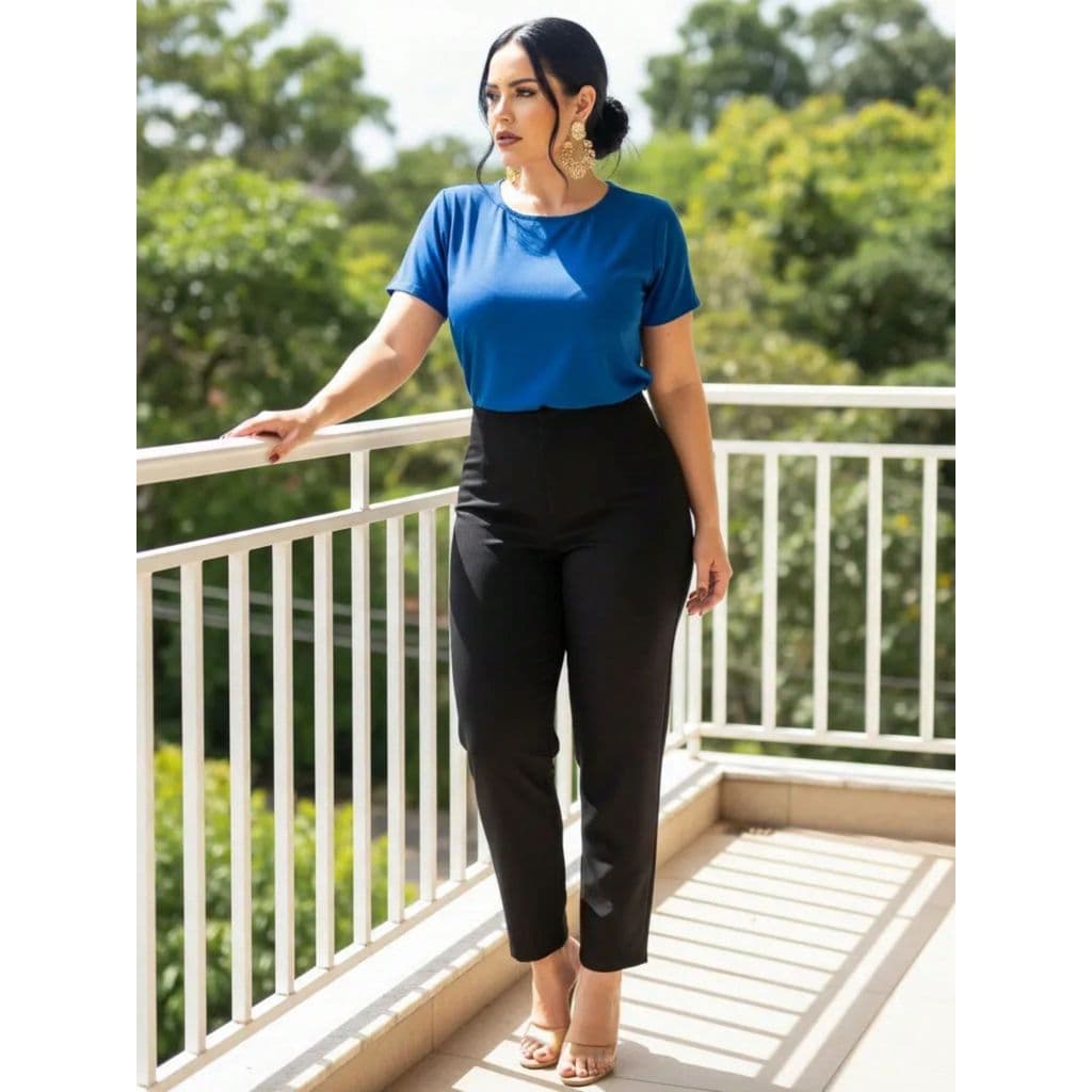 Calça Skinny Feminina Social Alfaiataria Cintura Alta Com Zíper Na Lateral Ideal Para Trabalho Festa