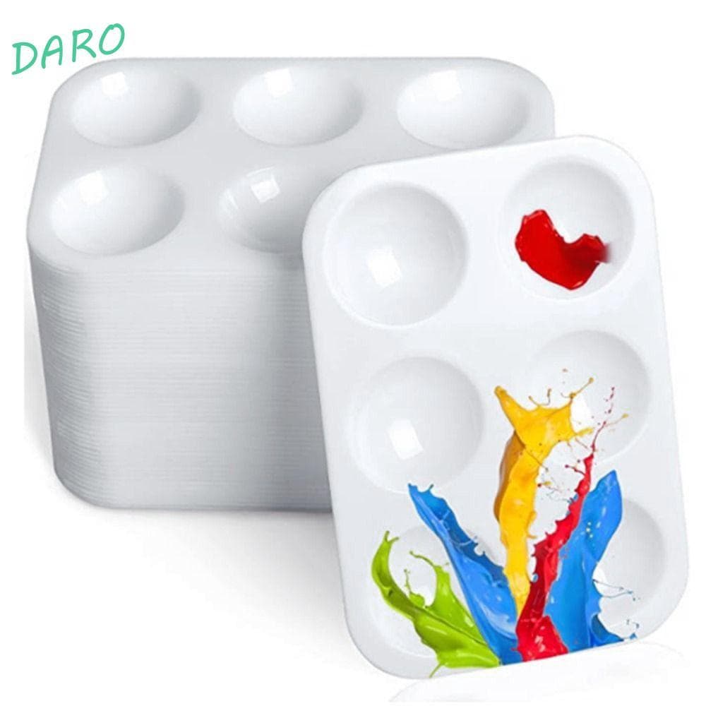 Paleta De Aquarela Darao 10PCS , Bandeja De Pintura Retangular De 6 Poços Redondos , De Arte Branca De Plástico