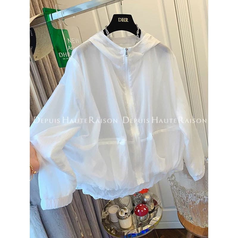 High-End sentimento com capuz gelo seda protetor solar roupas femininas jaqueta leve exterior Wear 2026 verão novo estil