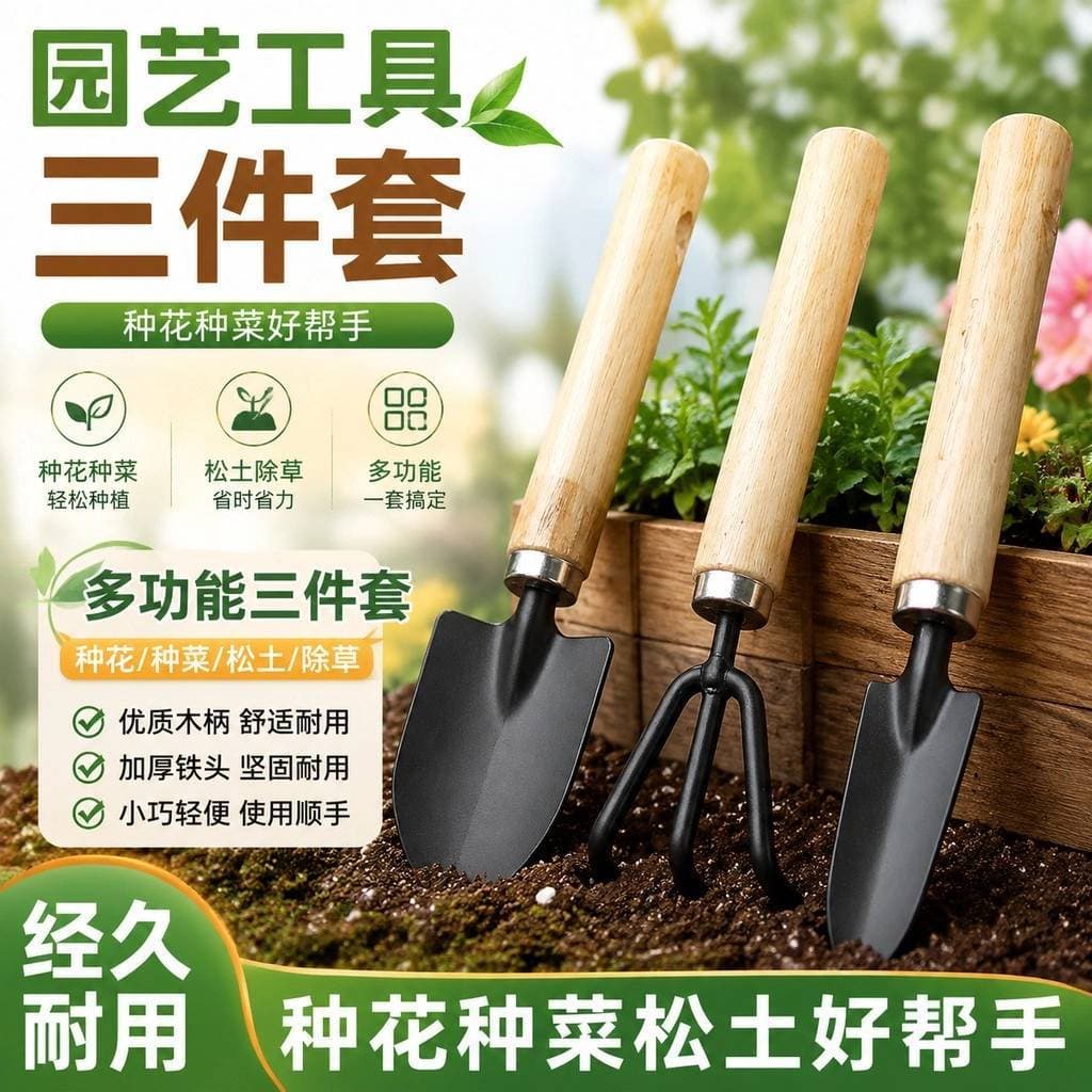 Pá de planta em vaso jardim pequena pá jardinagem grande conjunto de três peças flor interior Bonsai solo solto plantio