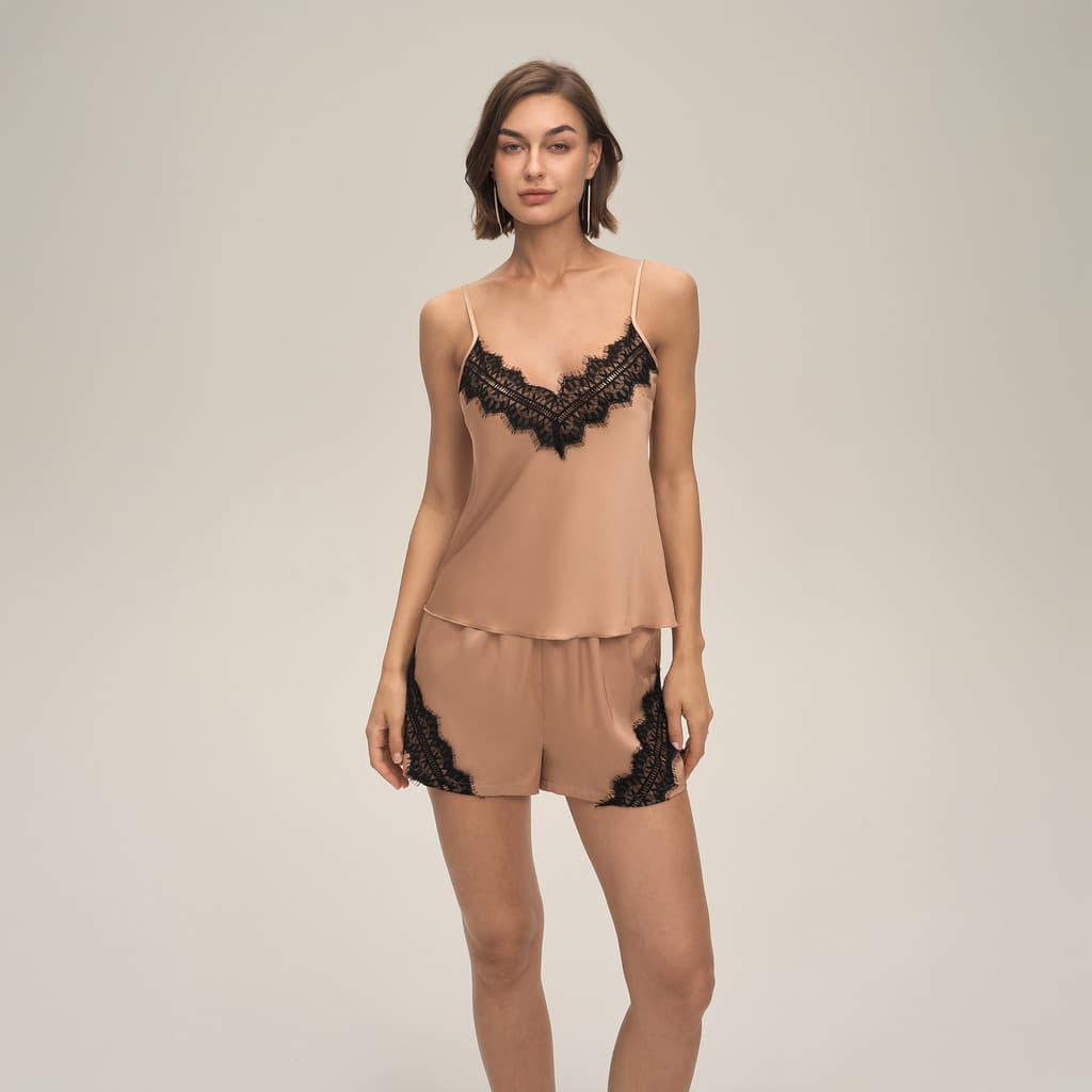 Pijama de Verão para Lazer em Casa, Conjunto Confortável de Camisola e Shorts, Roupas de Dormir Femininas DT3932