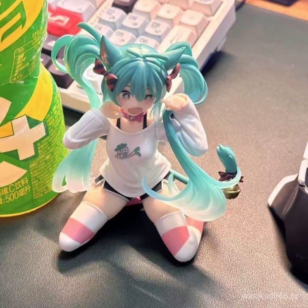 Hatsune Miku Desktop Figura De Acessório Fofa 11 Cm Neko Camiseta Ver . Estátua De Anime Kawaii Menina Modelo Brinquedo