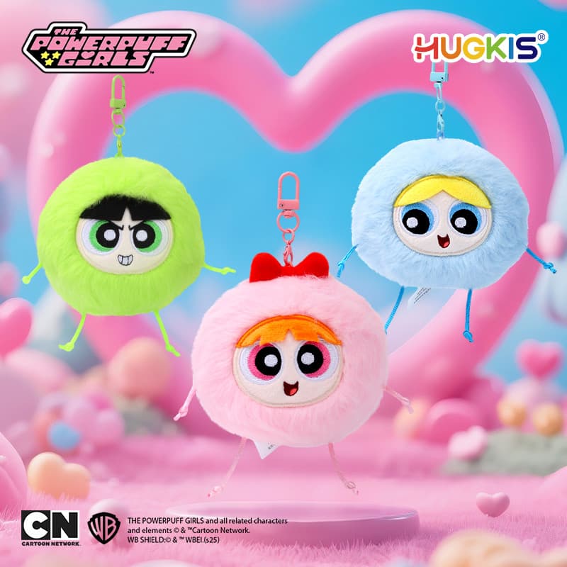 HUGKIS Powerpuff Girls Poké Bola Brinquedo de Pelúcia Bolsa Pingente Boneca Bolha Peluda Fofa