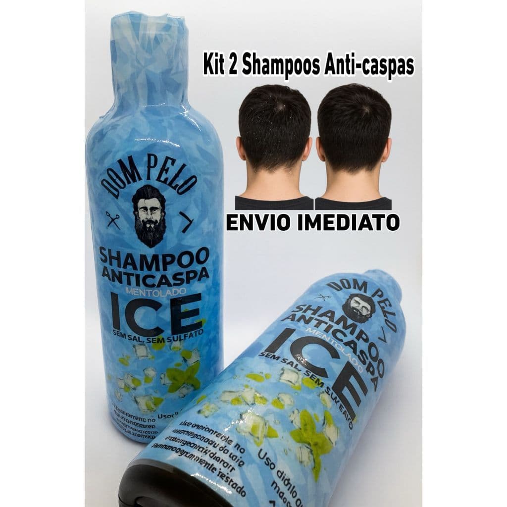 Kit 2 Shampoos Anticaspa Dom Pelo 250ml Nova Fórmula -3 em 1 para Cabelo, Barba e Bigode -Pronta Entrega, Envio Imediato