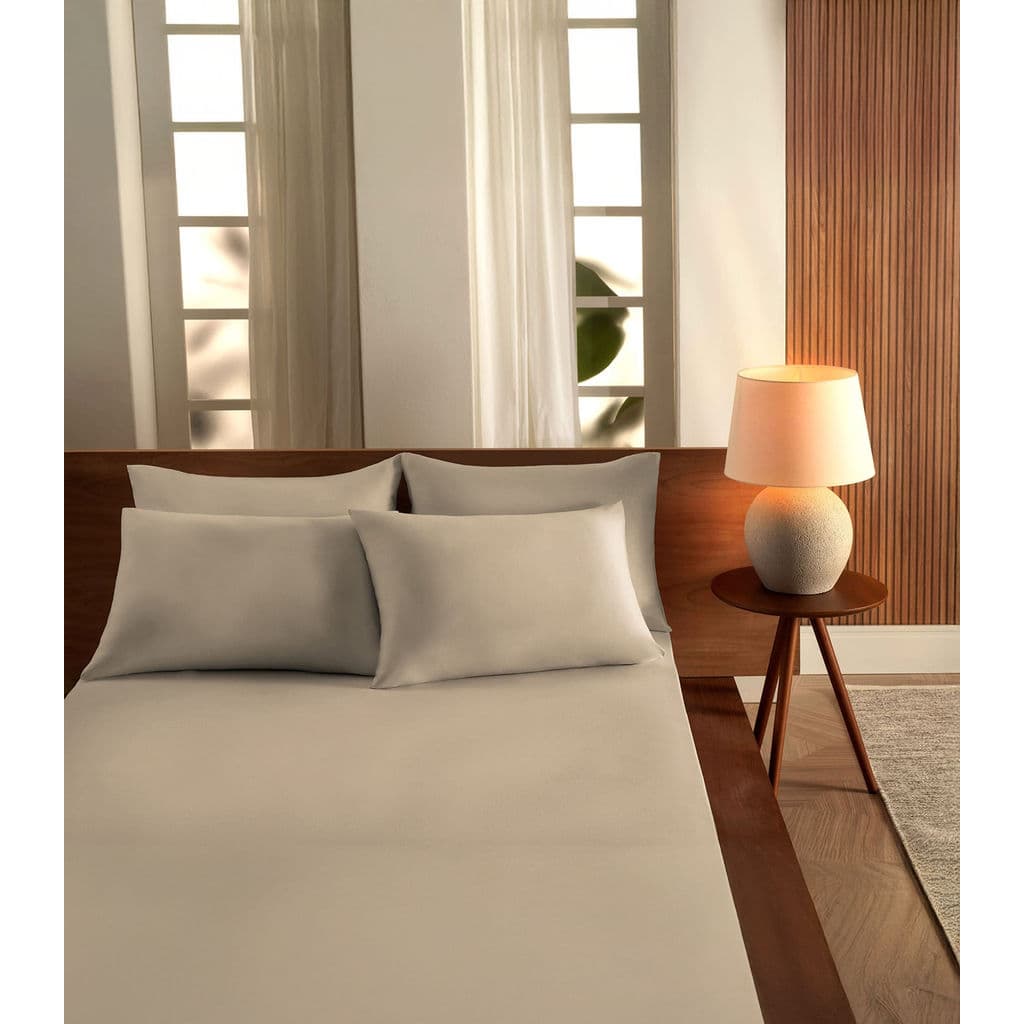 Jogo De Cama King Malha 3 Peças Liso Vivaldi Bege