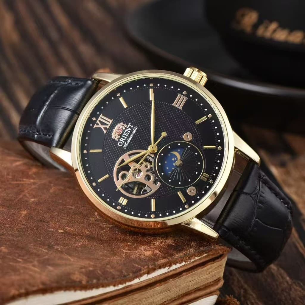Relógio masculino relógio mecânico automático duplo relógio masculino cinto à prova dwaterproof água turbilhão relógio