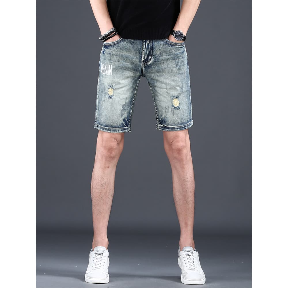 Hong Kong verão Retro Denim shorts masculino 2026 novo estilo fino-ajuste em linha reta Street Wear shorts masculinos ca