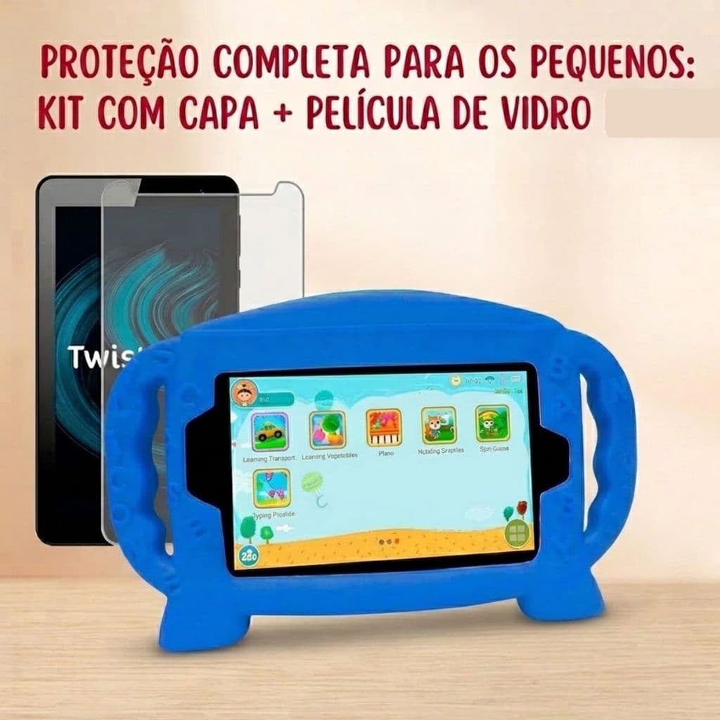 Capa Infantil com Alça Silicone Baby para Positivo Twist Tab T770k + Película 7'' Polegadas.