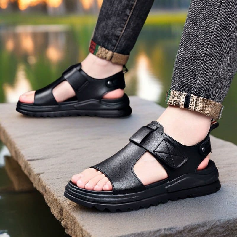 Sapatos de praia masculinos 2026 novo estilo verão exterior usar antiderrapante desodorante sandálias de sola grossa aum