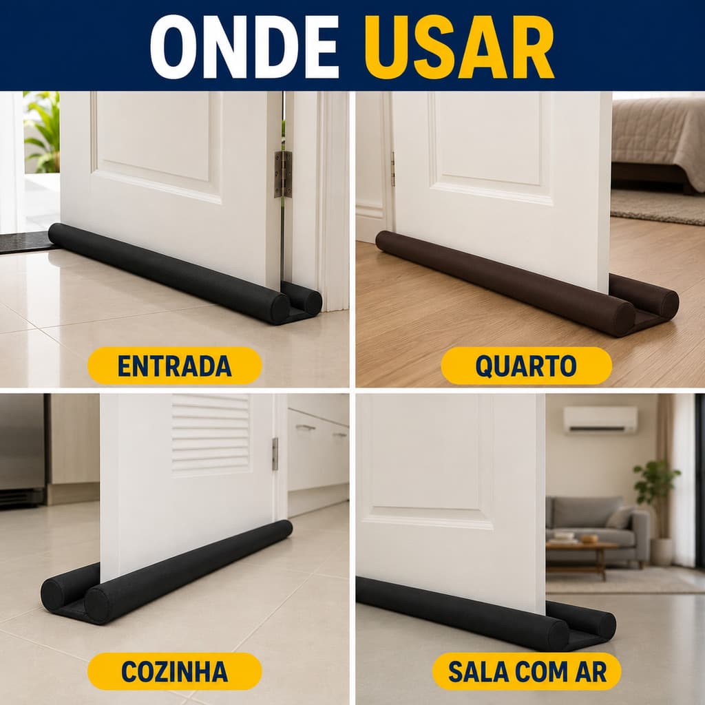 Protetor Veda Porta Duplo 70 a 120cm Impermeável PVC Vento Frio Poeira Insetos Ar Condicionado