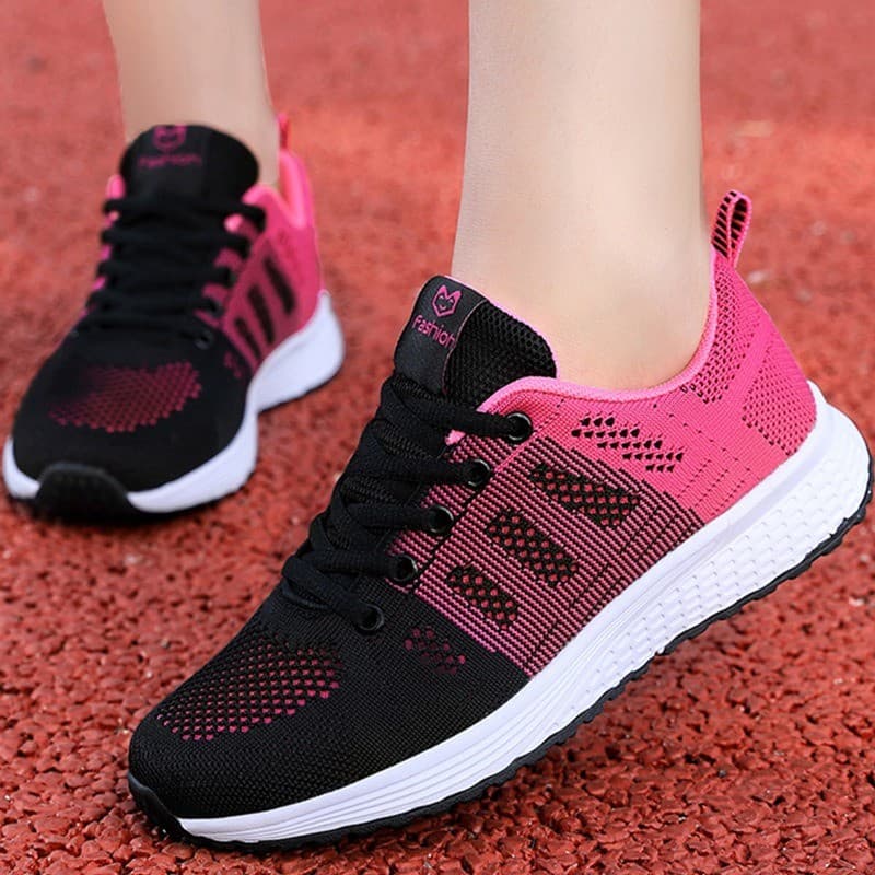 Novas Mulheres Sapatos Casuais Moda Respirável Andando Malha Planos Mulher Tênis Branco Tenis Feminino Femininos