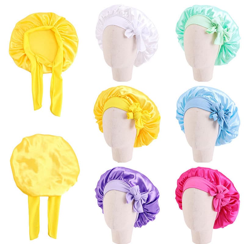 Boné Infantil De Cetim Anti-Frizz Para Crianças , Cabelos Cacheados , Retos E Macios